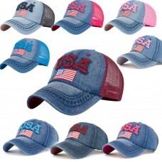 Mujer American Flag Rhinestone Jeans Denim Baseball Adjustable Bling Hat Cap  eb-24639659